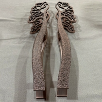 Chinese antique art door handle bronze carving Villa lotus leaf glass door handle personality creativity