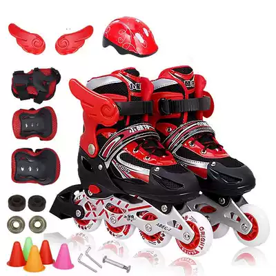 Skating skates Children's full set of children's roller skates skating shoes Adult roller skates Boys and girls flash adjustable