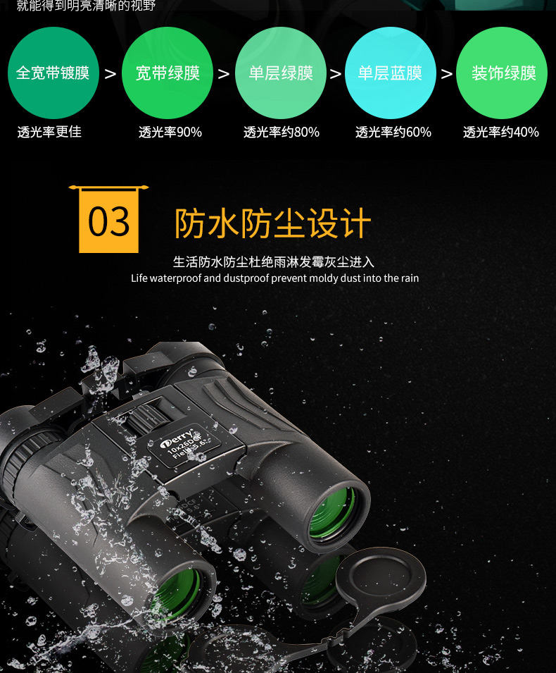 Ống nhòm De Rui cao 10 quân đội ánh sáng tầm nhìn ban đêm mini kim loại - Kính viễn vọng / Kính / Kính ngoài trời kính thiên văn cho trẻ em