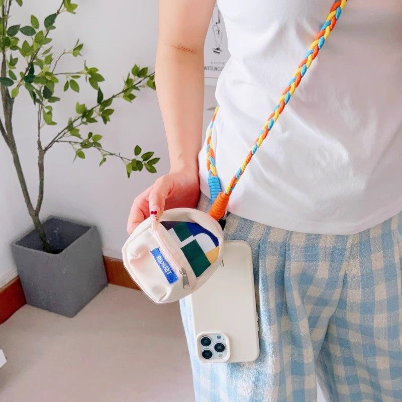 Mobile Phone Lanyard Crossbody Chain Coin Purse Handmade Twisted Braid Sturdy Outdoor Portable Long Style for Women