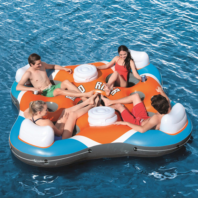 Mobile water park equipment large swimming leisure lounge chair sofa inflatable floating bed floating island floating platform floating board boat