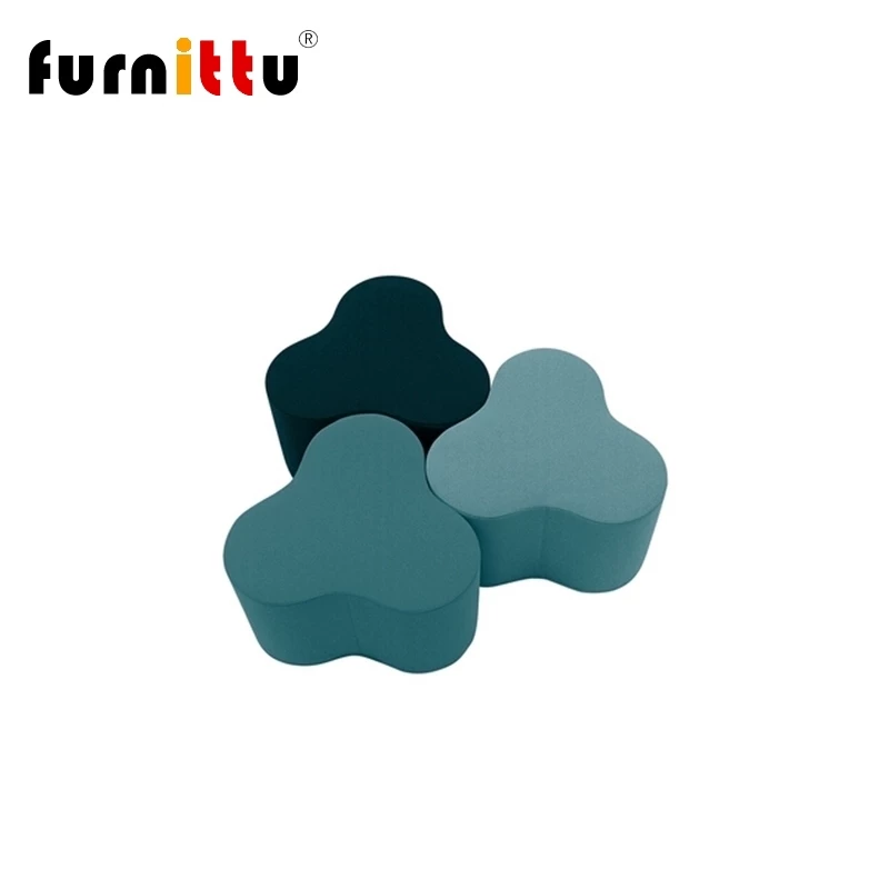 Пуф-трифолио дизайнерской мебели от furnittu, импортная ткань, особая форма, диван-пьедестал низкий