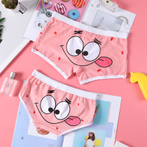 Cartoon couple underwear cotton low waist cute pink male flat corner female triangle sexy U convex hip simple tide