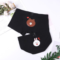 Couple underwear cotton sexy male flat corner female Triangle U convex cartoon bear red black cute rabbit Tide wide edge