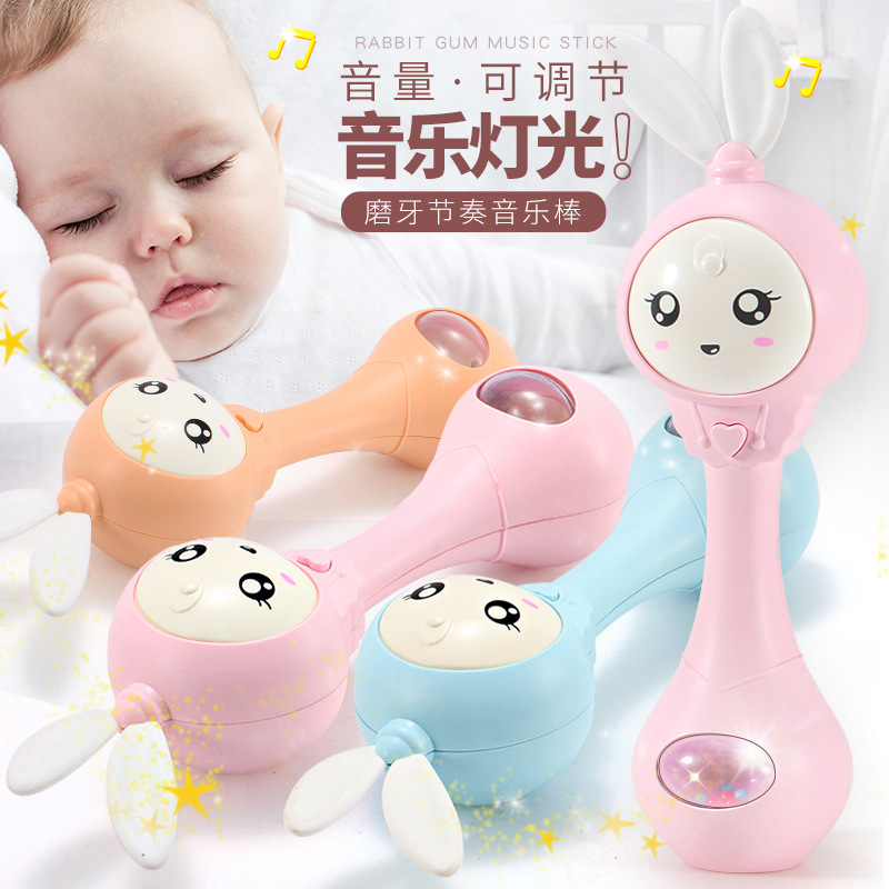 Baby rattle toy 0-1 year old hand grip rocking bell music sand hammer Rhythm Stick 0-12 Early teaching Puzzle Early Education Toys
