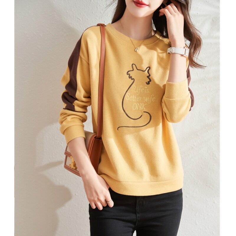 Foreign Trade Single Italian women's clothing clearing export letter cartoon jacket female colour loose tops tide