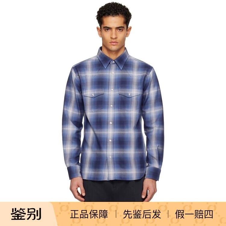 Tom Ford/Tom Ford Men's Cotton Navy Blue Shirt 260707Ss3968