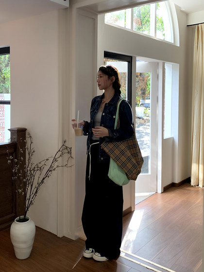 橘子树在哪儿复古正肩软牛仔外套女春季显瘦气质百搭短款夹克上衣