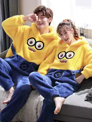 Autumn and winter couples pajamas coral velvet women padded velvet warm cartoon winter flannel men home clothing set