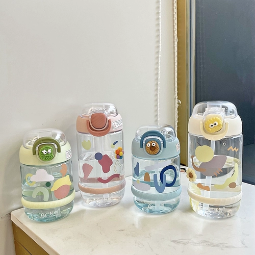 沐韩 Высококачественный летний детский стакан подходит для мужчин и женщин, мультяшная портативная вместительная и большая ручка для школьников со стаканом