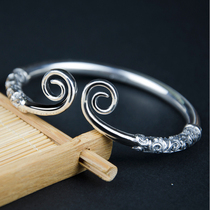 Baishi Yincheng Personality Silver Bracelet 999 Foot Silver Curse Sterling Silver Bracelet Men and Women Fashion Silver Bracelet Solid