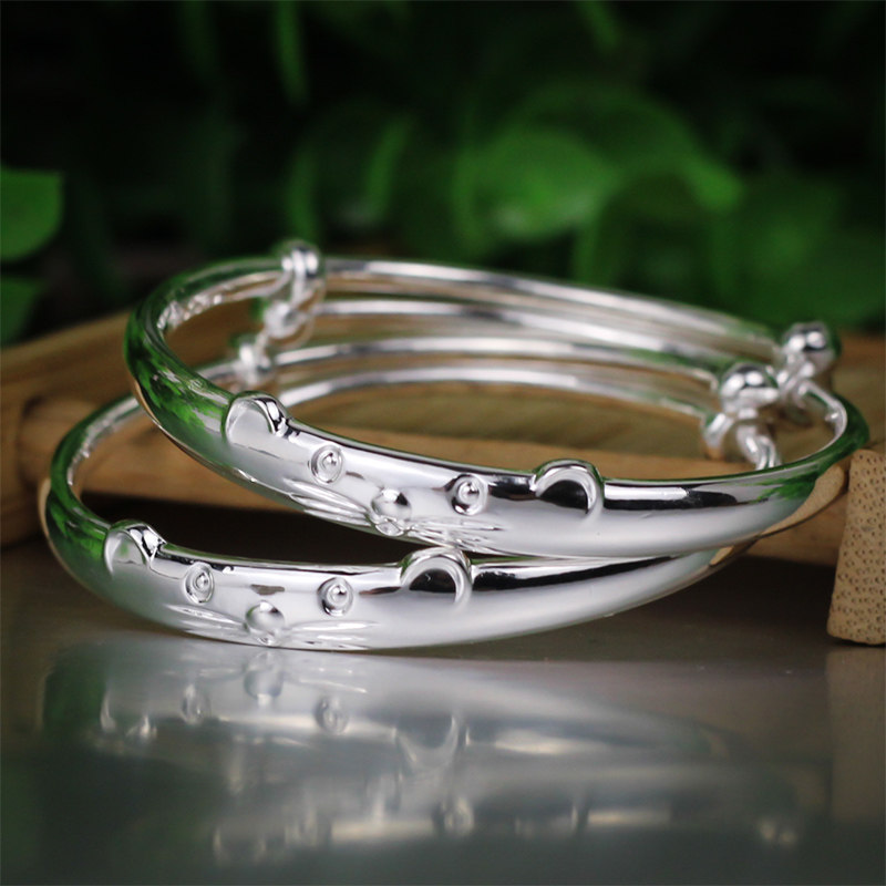 Bai Shi Yin Cheng 999 sterling silver baby silver bracelet Baby children silver bracelet full moon year-old gift baby silver jewelry