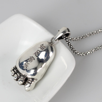 Contentment Changle personality retro 925 silver necklace feet Lotus pendant women fashion silver necklace