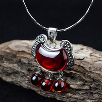 Silver collar female 925 silver necklace clavicle retro silver pendant silver lock long life lock female adult ethnic style