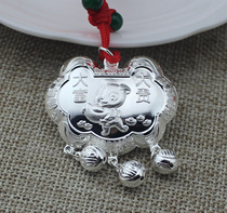Year of the dog silver lock long life lock sterling silver dog Baby silver jewelry 999 foot silver newborn long life gift
