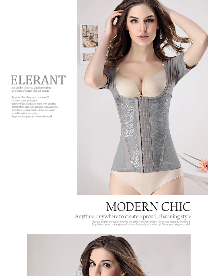 Áo ghi lê tay ngắn chia ngực, đốt mỡ, corset hình bụng, cơ thể, bụng, corset, đồ lót của phụ nữ quan lot