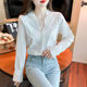 White lace shirt women's long-sleeved 2023 spring new sweet and age-reducing foreign style thin bottoming shirt top tide