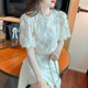 Flower lace shirt women 2023 summer Korean version of the new French retro round neck shirt jacquard casual top trend