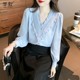 Autumn women's chiffon shirt women's spring and autumn 2023 new long-sleeved top bottoming small shirt European shirt temperament