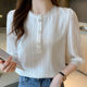 White lace top women's 2023 summer new hollow out thin western style shirt French temperament three quarter sleeve shirt