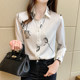 French heavy silk shirt women's 2023 spring and autumn new temperament outerwear shirt all-match printed mulberry silk top