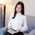 Mùa xuân 2018 mới của phụ nữ Hàn Quốc hoang dã áo voan lỏng nữ cổ dài tay áo cổ áo tay áo sơ mi Mùa xuân