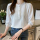 White lace top women's 2023 summer new hollow out thin western style shirt French temperament three quarter sleeve shirt