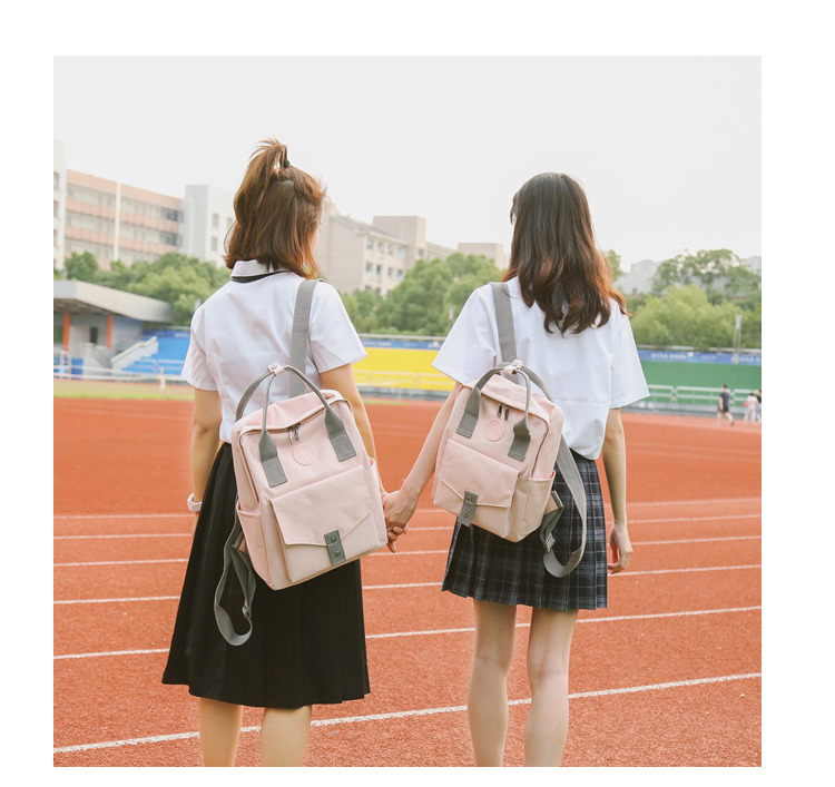 Harajuku đơn giản ba lô vải nhỏ cô gái tươi Nhật Bản phiên bản Hàn Quốc của thủy triều đại học túi gió kích thước sinh viên ba lô - Ba lô ba lo nam