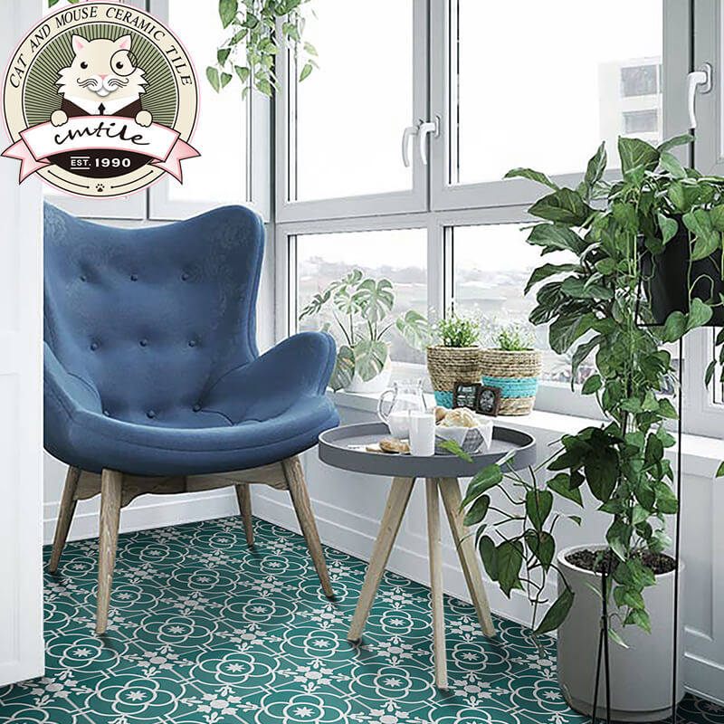 Nordic Art Flowers Brick Dins Green Wall Brick Living Room Abrasion Resistant Anti-Slip Toilet Floor Tiles Kitchen Wall Balcony Tiles