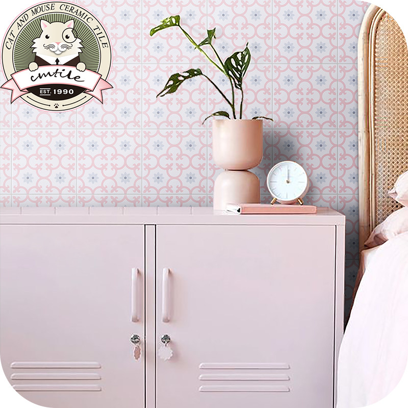 Nordic Pink Tile Fresh Bathroom Bathroom Wall Tile Kitchen Balcony Garden 250x250 Non-slip Tile