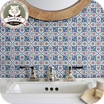 Eurostyle retro small flower brick stairs wall toilet balcony bathroom waist line bright light small flower sheet wall brick 200200