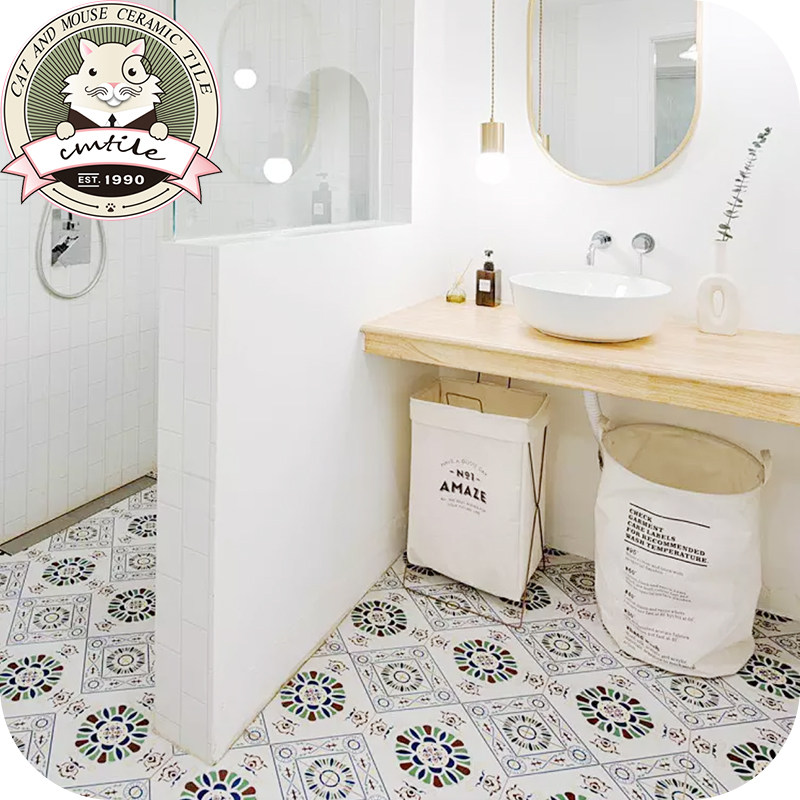 American Fancy Brick Retro Kitchen room Living room Location Balcony Floor Tiles Genguan Art Tiles Flowers Brick 300