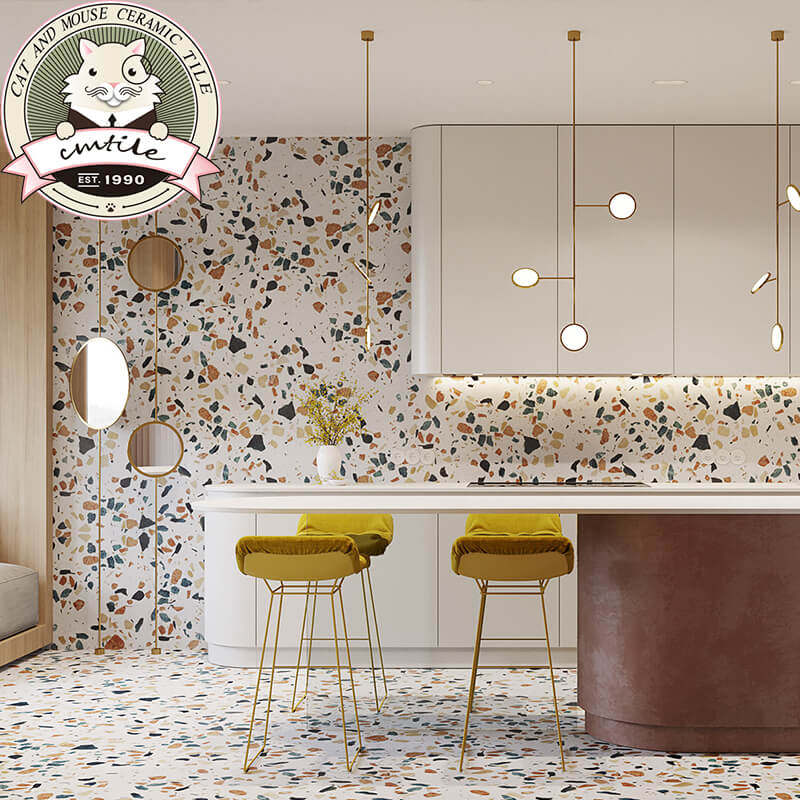 Color water grinding stone living-room floor tiles large grain dressing room Balcony Kitchen magnetic brick anti-slip abrasion resistant 600 * 600