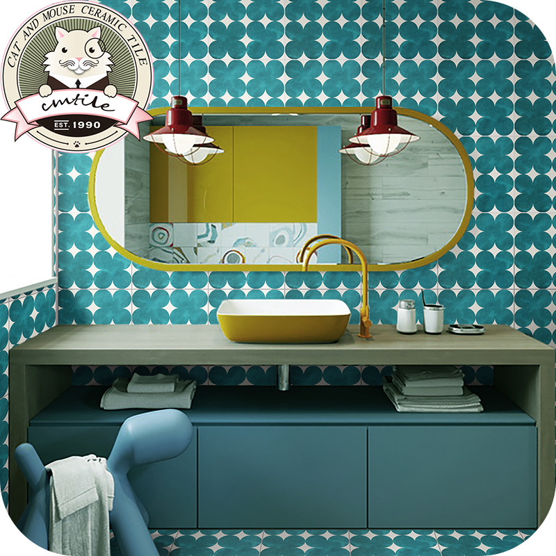 Moroccan style ink green tile Balcony Living Room Background Wall Brick Kitchen bathroom Anti-slip floor tiles 300 * 300