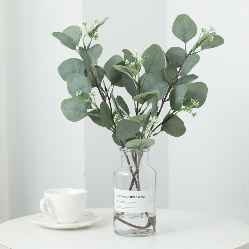 Simulation green plant potted eucalyptus leaf round leaf home living room table decoration flower wedding money leaf fake flower ornament