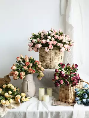 Air-dried roses home living room office net red decorations decorated with dry flowers fake flower simulation flower shooting props