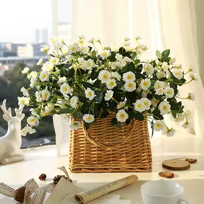 Rose flower seedling with flower bud plastic flower fake flower living room table shopping mall decoration small rose simulation Bouquet decoration