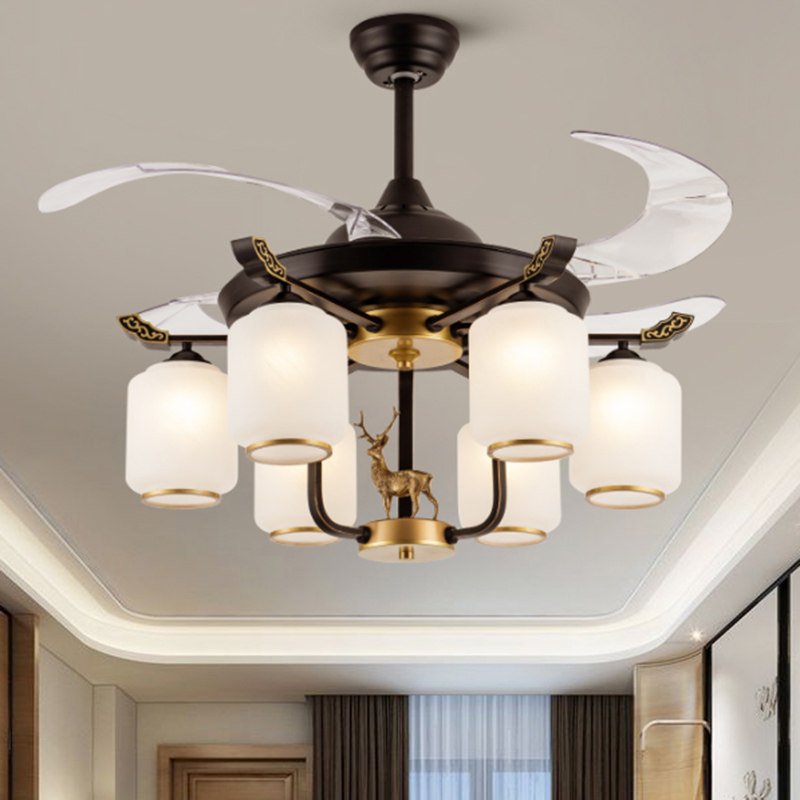 New Chinese invisible ceiling fan lamp Home Dining Room Living Room Ceiling Fan Lamp Retro China Wind Decoration Fan Chandelia Gale
