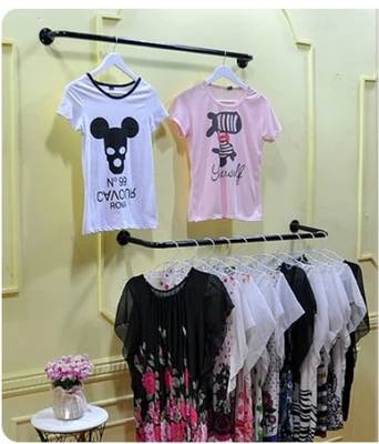 Side hanging display rack Wrought iron clothing rack Nakajima rack on the wall Side hanging shelf Clothing store shelf on the wall
