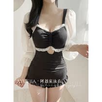 Swimsuit ladies 2021 new conservative Belly Button Slim long sleeve sunscreen Sexy South Korea Ins Soak Spa Swimsuit