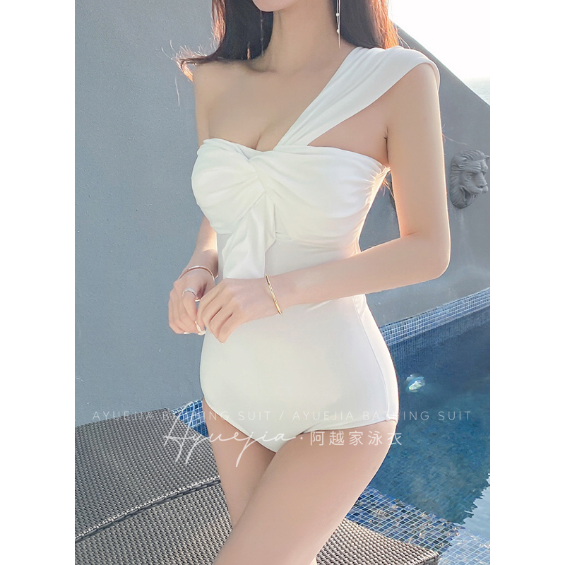 Swimsuit Women Summer 2023 New exploits conjoined sexy open-back shade Slim Student Bubble Spa Swimsuit-Taobao