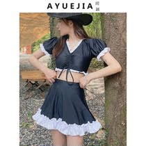 2021 new exploits bikini swimwear women small breasts conservative split skirt-style Slim Shade of Belly Soak Spa Swimsuit