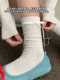 Bow socks for women, spring and autumn pure cotton mid-calf socks, ins trendy ballet style pile socks, autumn and winter sweet stockings