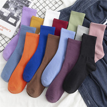 women's spring and autumn pure cotton ins trendy black stacked socks and high waisted long socks