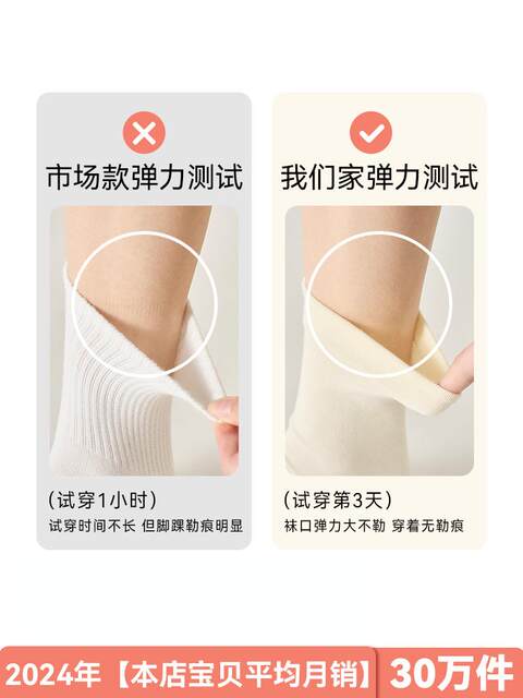 White Slouch Socks for Women, Summer Thin Mid-Calf Socks, Pure Cotton Seamless Maternity Socks, Spring and Autumn Long Socks to Pair with German Training Shoes