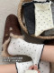 Polka Dot Socks for Women, Spring and Autumn, Pure Cotton Mid-Calf Socks, Trendy Japanese Style Lace Long Socks, Preppy Style Slouch Socks for Winter
