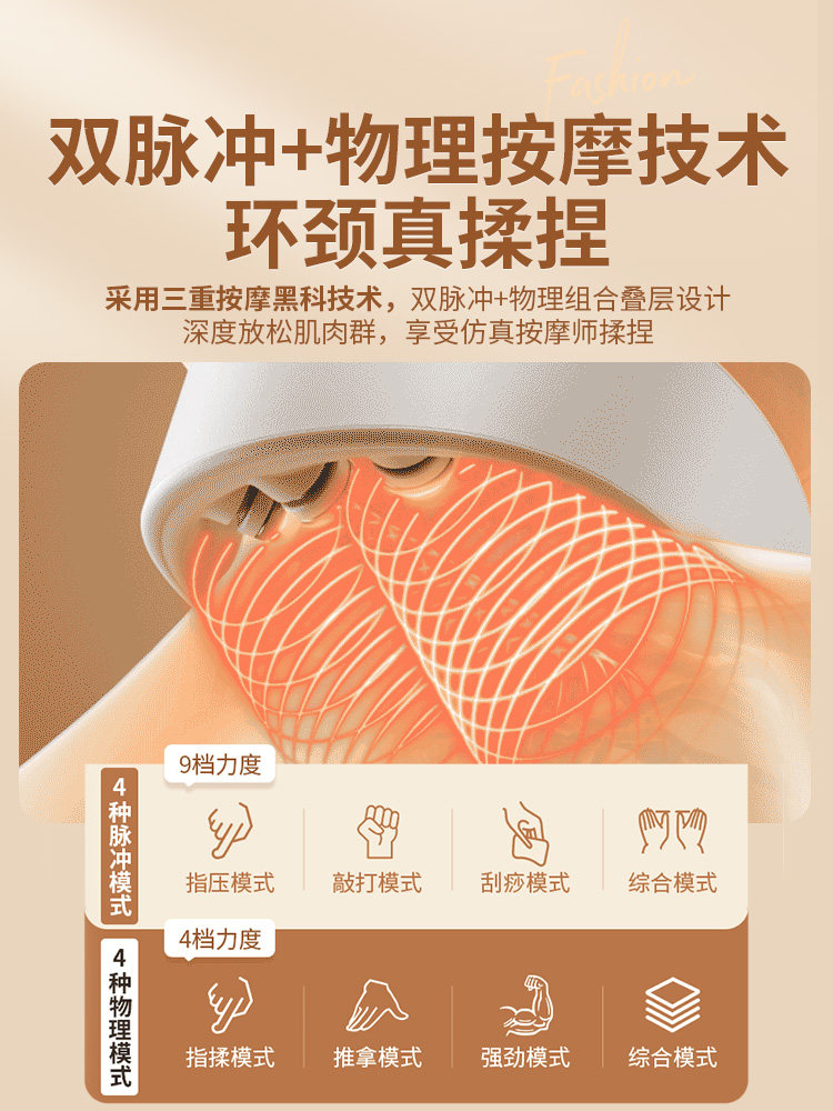 Cervical Massager, Neck Protector, Home Electric Shoulder and Neck Kneading Device, Low-Frequency Pulse Neck Massage Special Tool