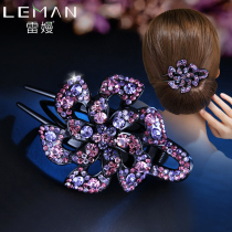 Rhinestone Press clip large hair flower grab clip adult Joker head jewelry ponytail curler Lady hairclip head card