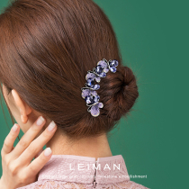 Hair comb comb female Korean mother rhinestone hairclip plate ball head curler back head hair accessory hair insert headdress