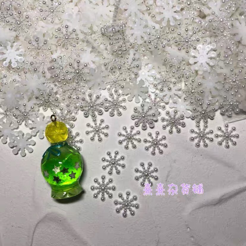 Xi Xi Grocery Laying Emulation Flat Bottom Pure White Snowflake Resin Accessories DIY Drop Glue Mobile Phone Protection Shell Ornament